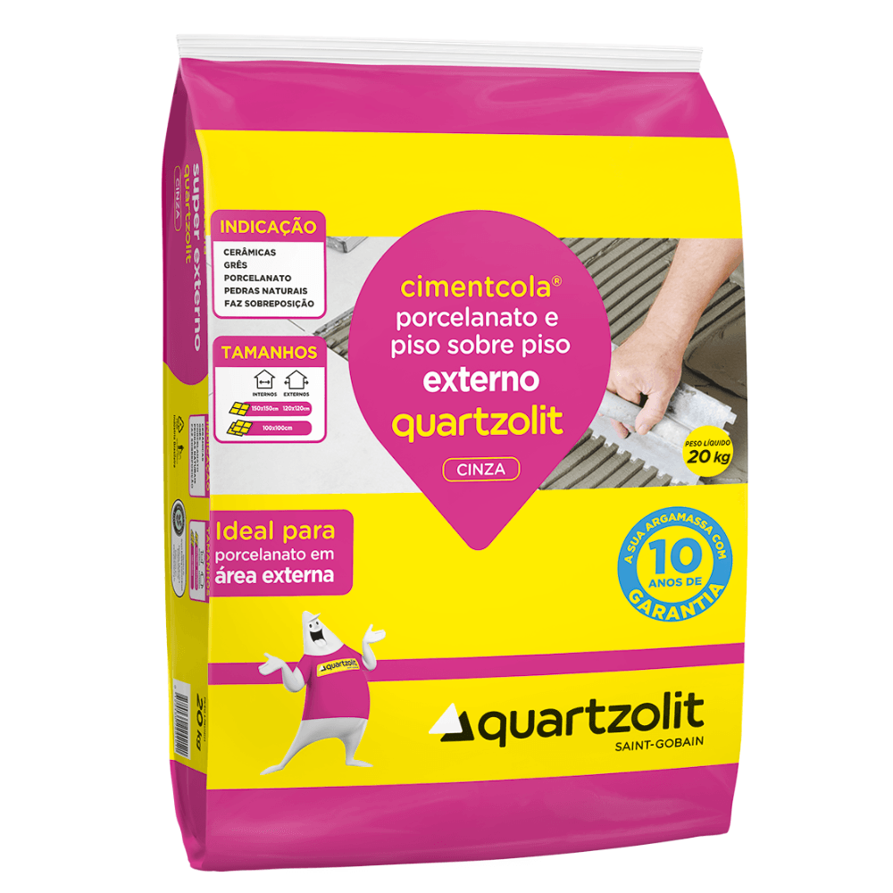 Argamassa Quartzolit de uso Externo para Porcelanato e Piso Sobre Piso 20kg 1